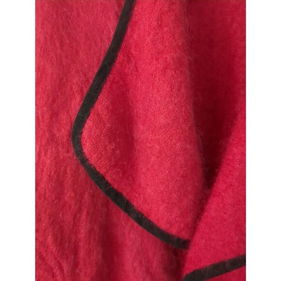 Tony Lambert VTG Wool Cocoon Coat Size 12 Womens BerryRed Open Shawl Collar Warm - Picture 5 of 12